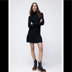 Zara - Black Drop Waist Sweater Dress